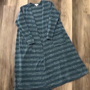 LuLaRoe Blue Striped Sarah Duster Cardigan - EUC!